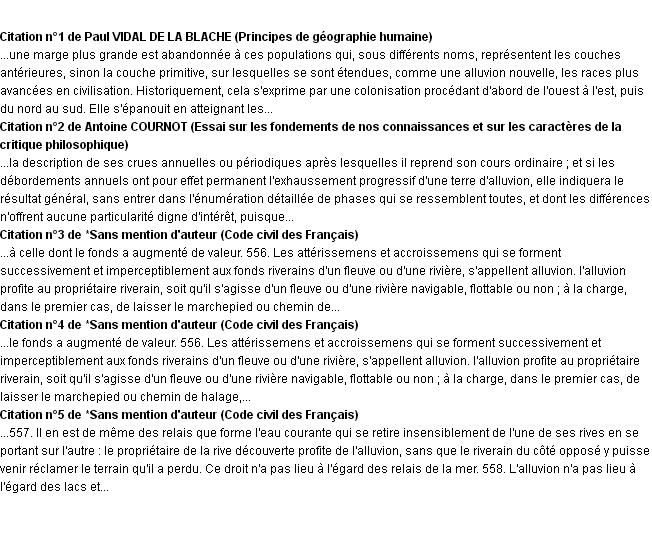 Citations alluvion Citations alluvion