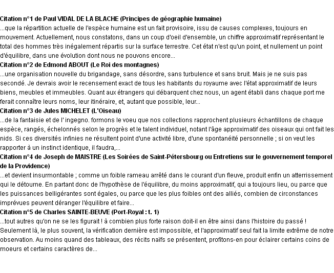 Citations approximatif Citations approximatif