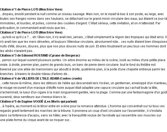 Citations circulaire Citations circulaire