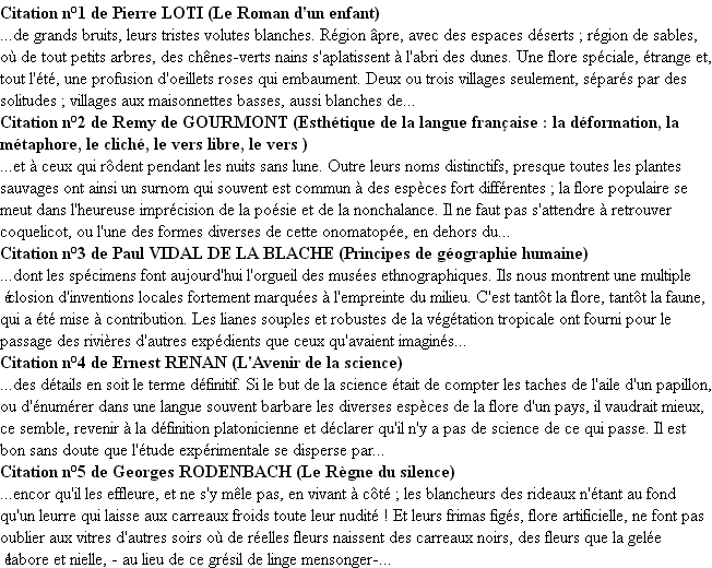 Citations flore Citations flore