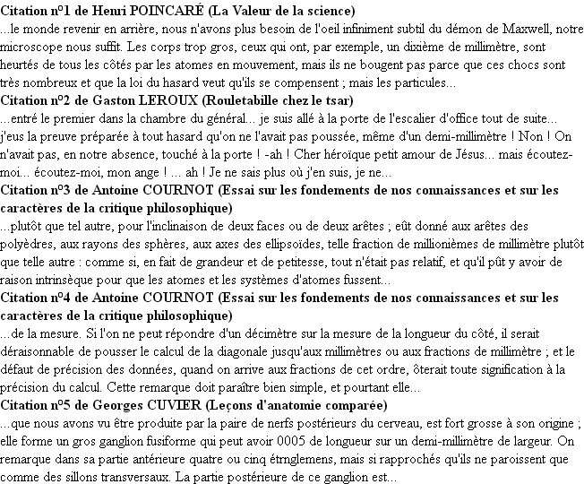Citations millimètre Citations millimètre