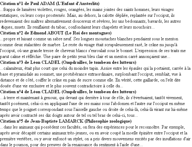 Citations occiput Citations occiput