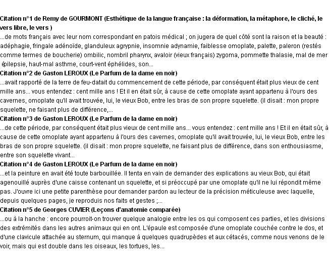 Citations omoplate Citations omoplate