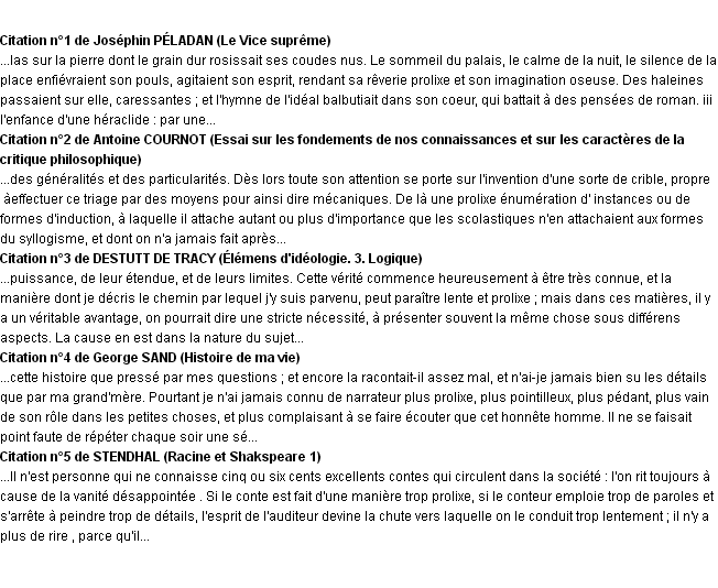 Citations prolixe Citations prolixe