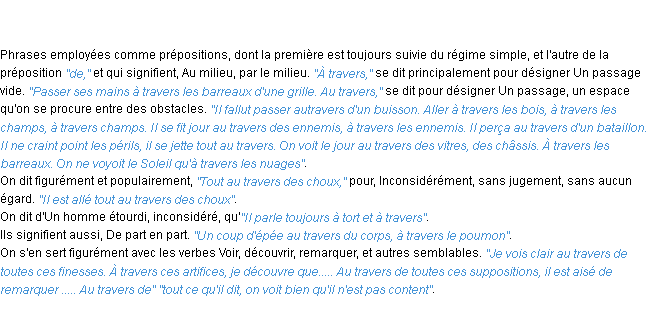 Définition à travers ACAD 1798