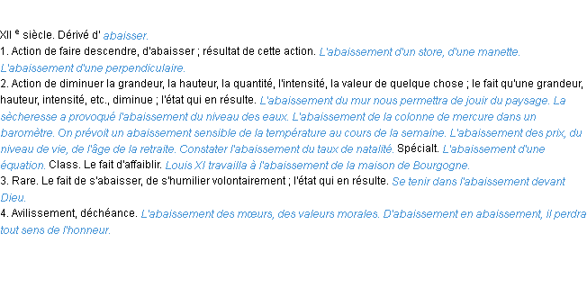 Définition abaissement ACAD 1986