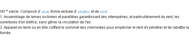 Définition abat-vent ACAD 1986