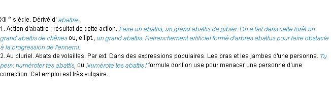 Définition abattis ACAD 1986