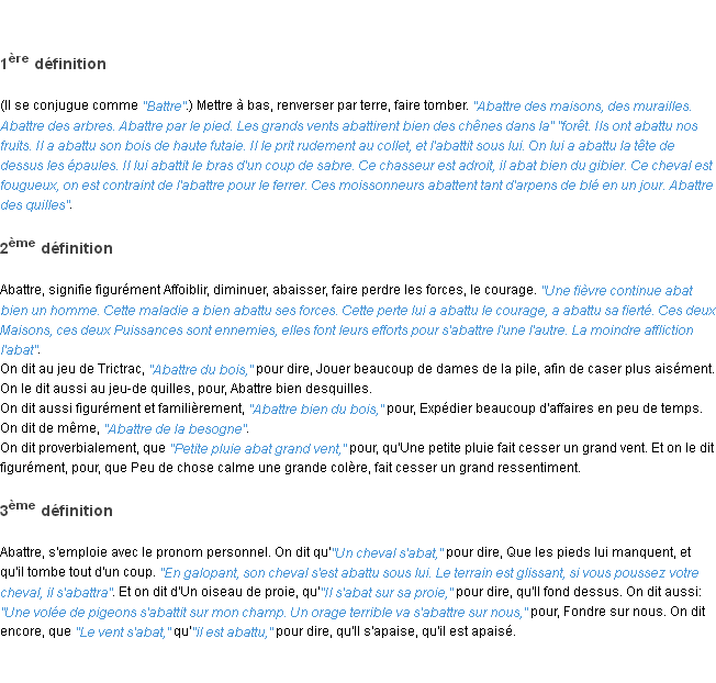 Définition abattre ACAD 1798
