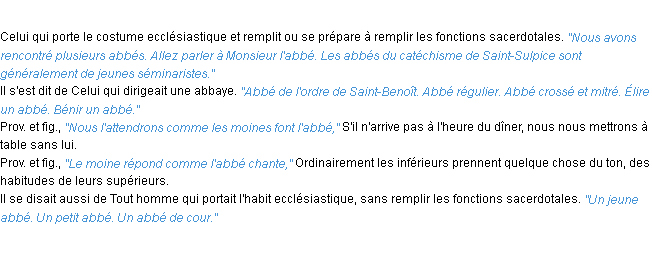 Définition abbé ACAD 1932