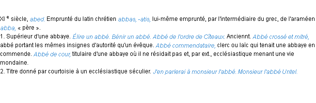 Définition abbé ACAD 1986