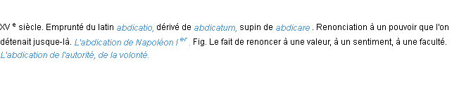 Définition abdication ACAD 1986