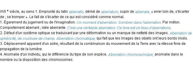 Définition aberration ACAD 1986