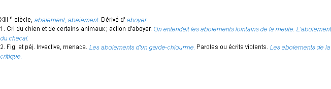 Définition aboiement ACAD 1986