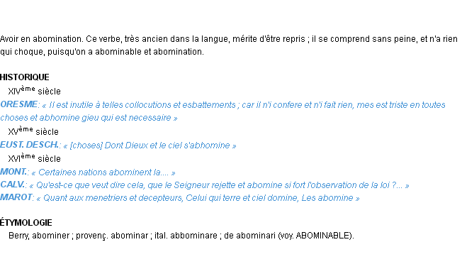 Définition abominer Emile Littré