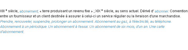 Définition abonnement ACAD 1986