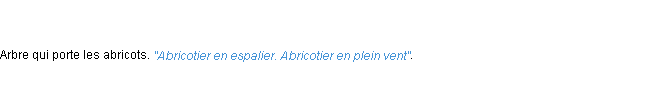 Définition abricotier ACAD 1798