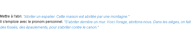 Définition abriter ACAD 1835