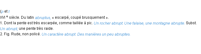 Définition abrupt ACAD 1986