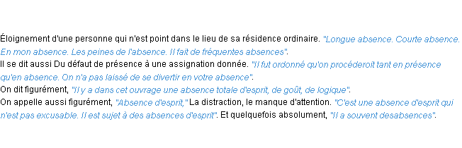 Définition absence ACAD 1798