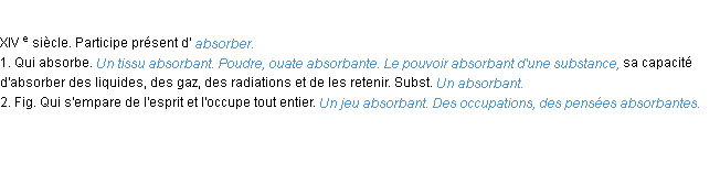 Définition absorbant ACAD 1986