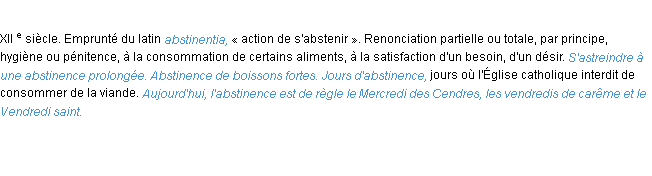 Définition abstinence ACAD 1986