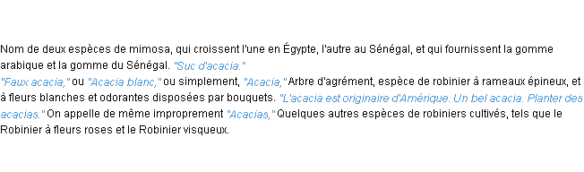 Définition acacia ACAD 1835