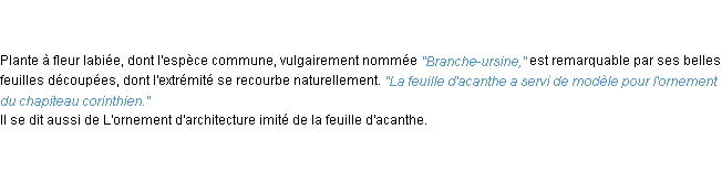 Définition acanthe ACAD 1835