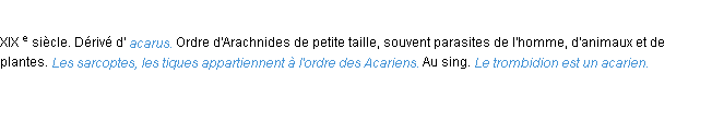 Définition acariens ACAD 1986