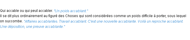 Définition accablant ACAD 1932