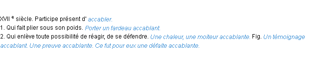 Définition accablant ACAD 1986