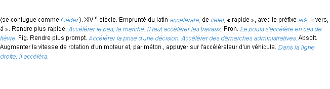 Définition accélérer ACAD 1986