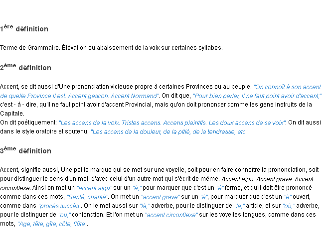 Définition accent ACAD 1798