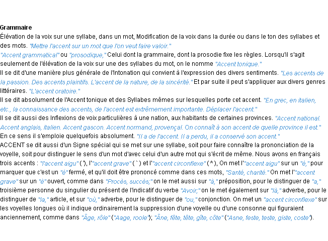 Définition accent ACAD 1932