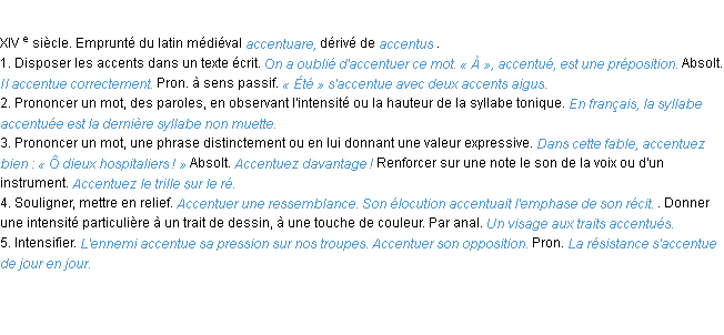 Définition accentuer ACAD 1986