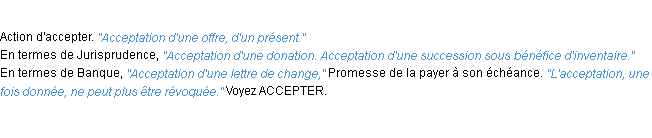 Définition acceptation ACAD 1932