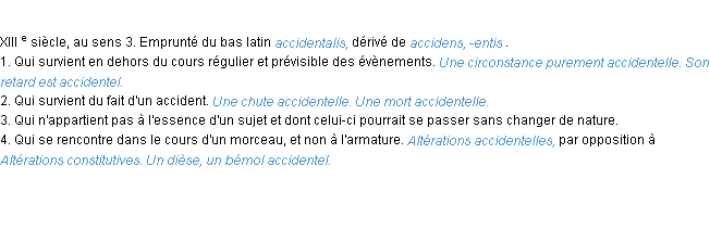 Définition accidentel ACAD 1986