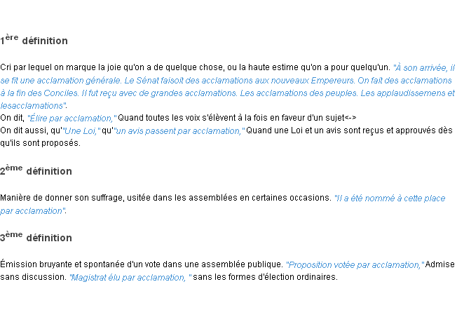 Définition acclamation ACAD 1798