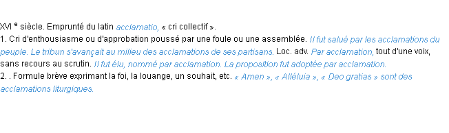 Définition acclamation ACAD 1986