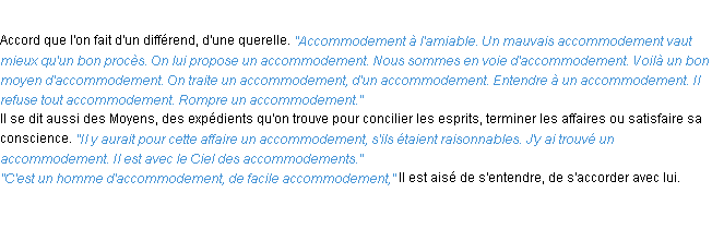 Définition accommodement ACAD 1932