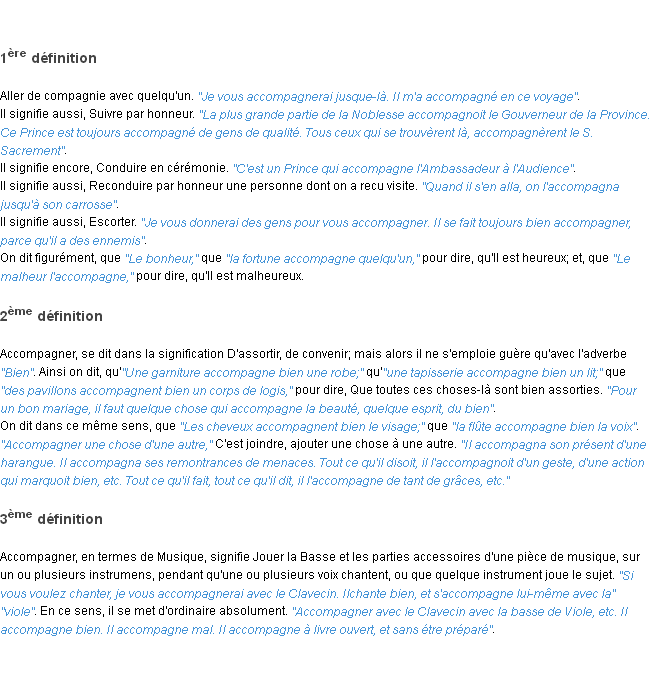 Définition accompagner ACAD 1798
