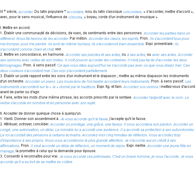 Définition accorder ACAD 1986