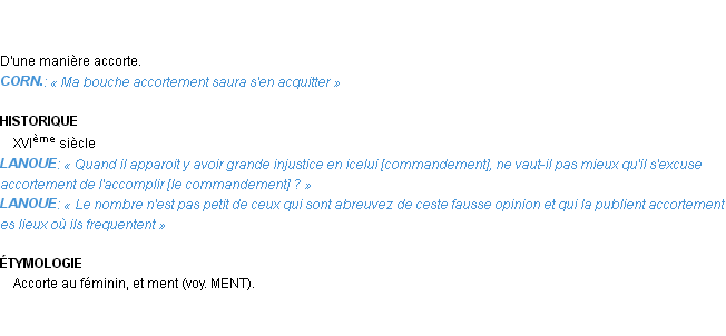 Définition accortement Emile Littré