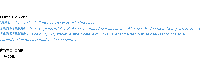 Définition accortise Emile Littré