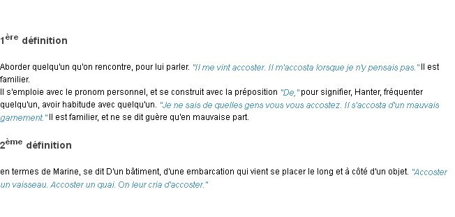 Définition accoster ACAD 1835