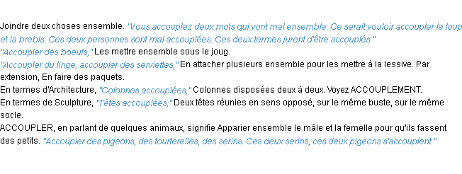 Définition accoupler ACAD 1932