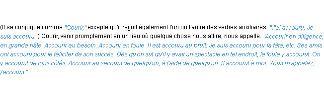 Définition accourir ACAD 1835