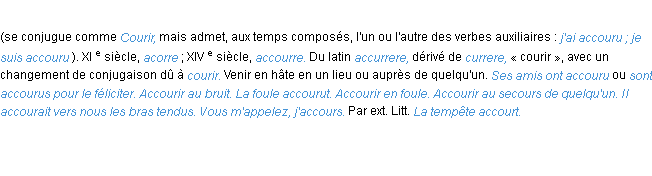 Définition accourir ACAD 1986