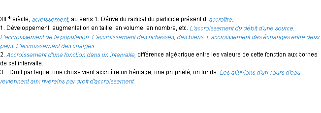 Définition accroissement ACAD 1986