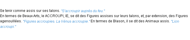 Définition accroupir ACAD 1932